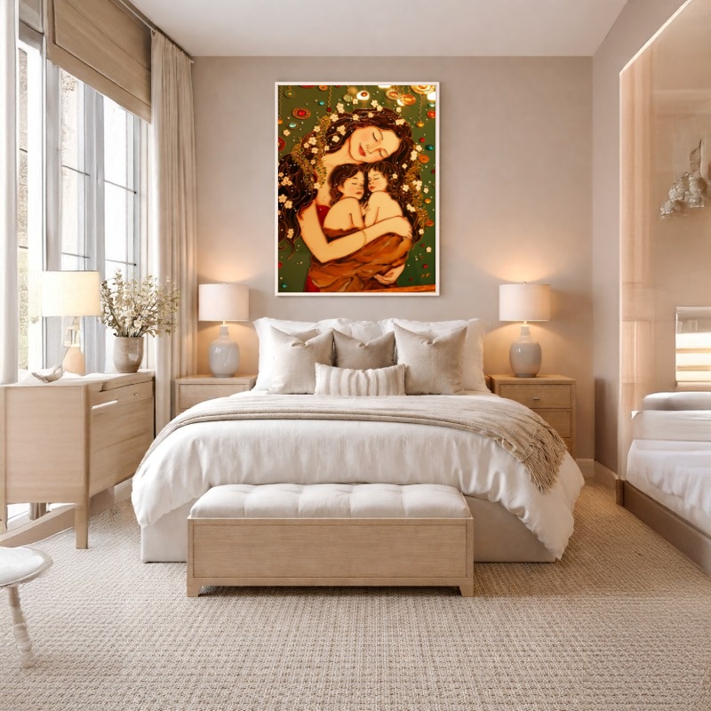 Quadro Canvas Mãe Gêmeos Maternidade