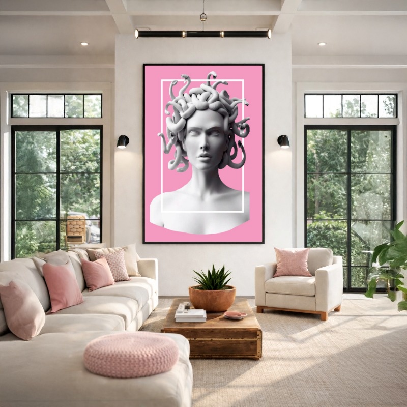 Quadro Canvas Medusa Cor de Rosa