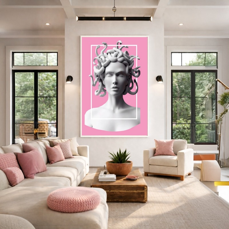 Quadro Canvas Medusa Cor de Rosa