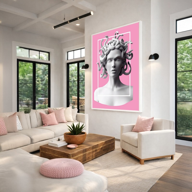 Quadro Canvas Medusa Cor de Rosa