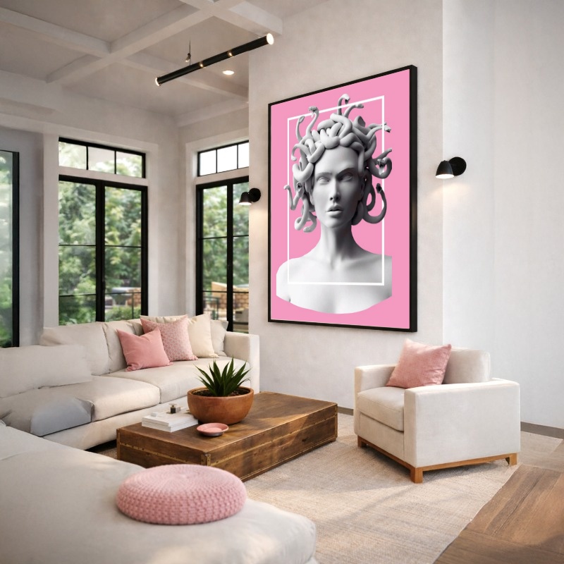 Quadro Canvas Medusa Cor de Rosa