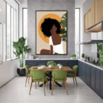 Quadro Canvas Menina Desenho Cabelo Black