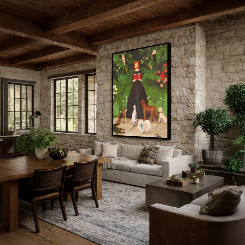Quadro Canvas Menina História Animais