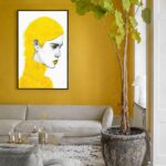 Quadro Canvas Menina Ilustração Amarelo