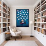 Quadro Canvas Menina Pensativa Desenho Pintura Azul