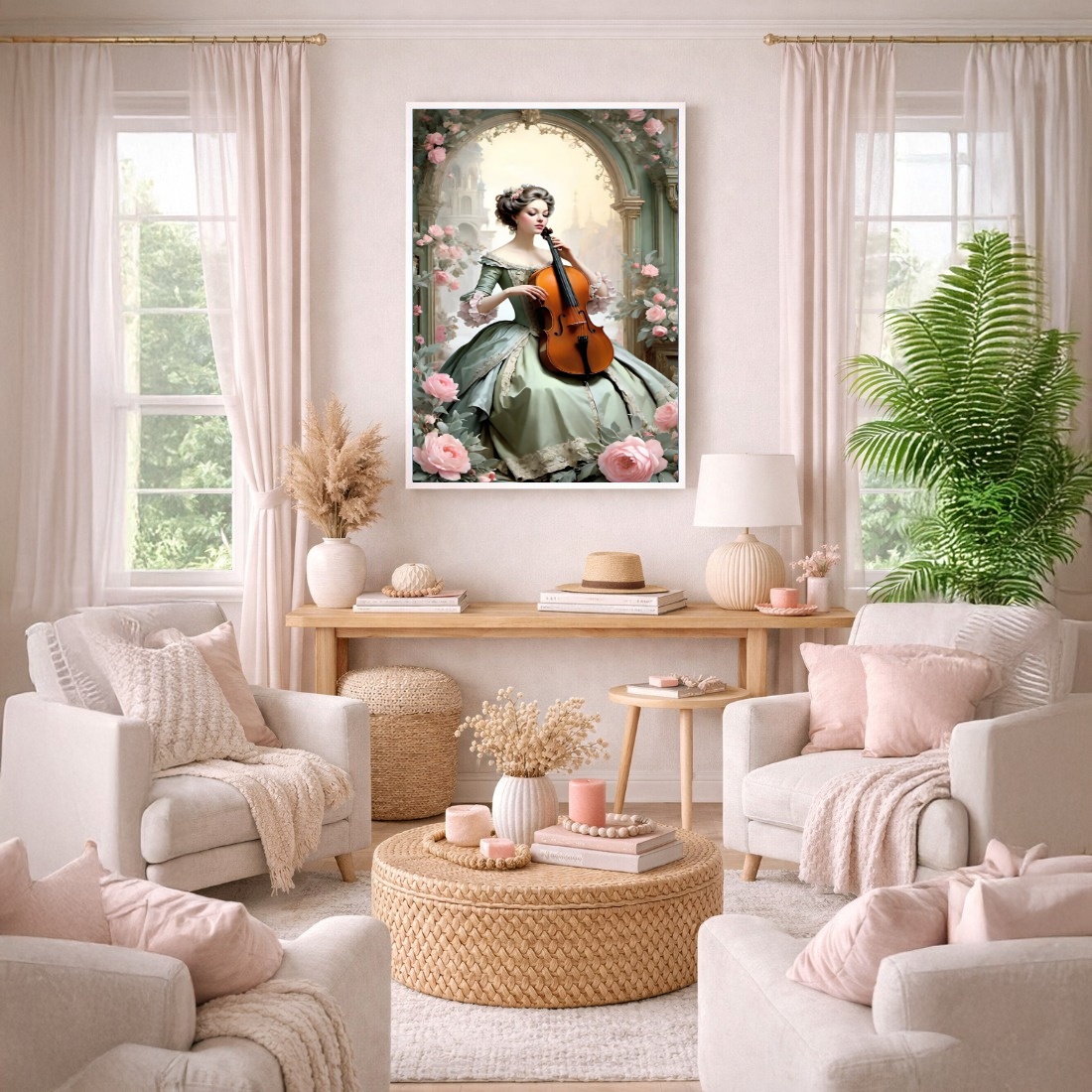 Quadro Canvas Menina Violinista Clássico Romântico