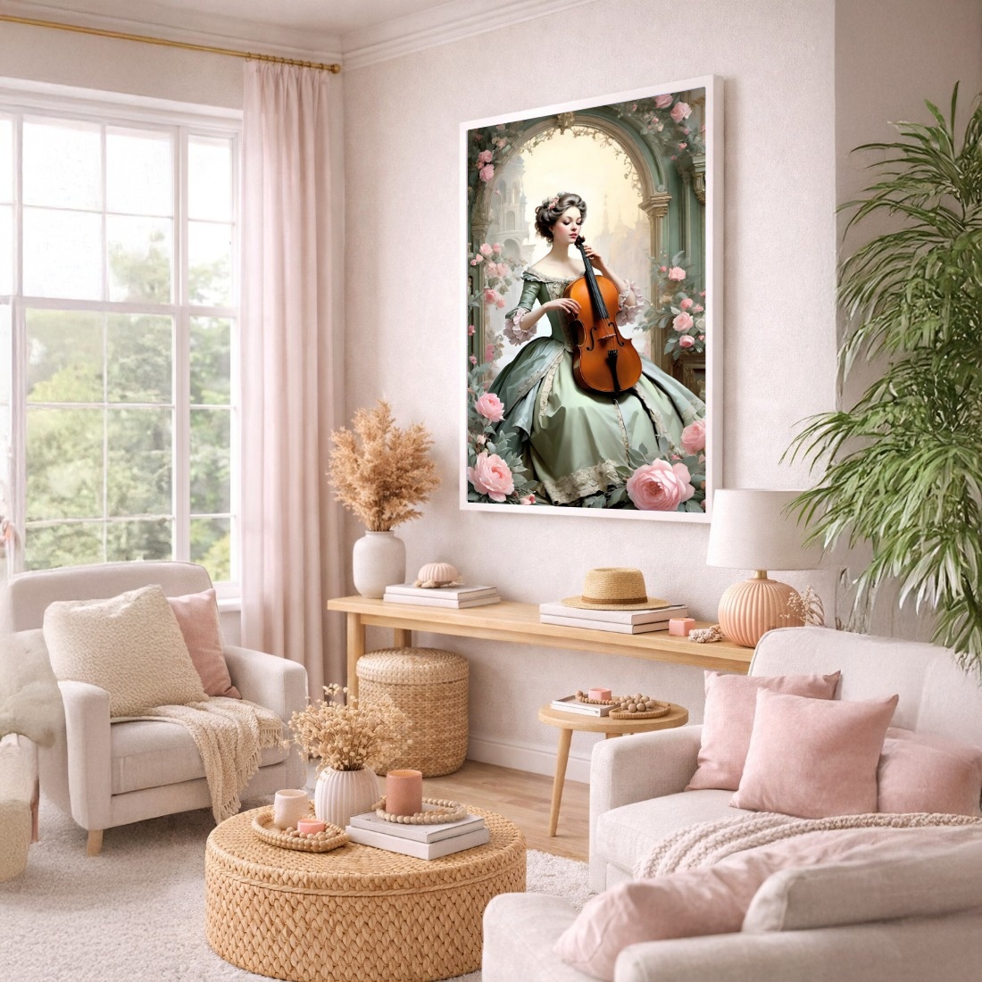 Quadro Canvas Menina Violinista Clássico Romântico