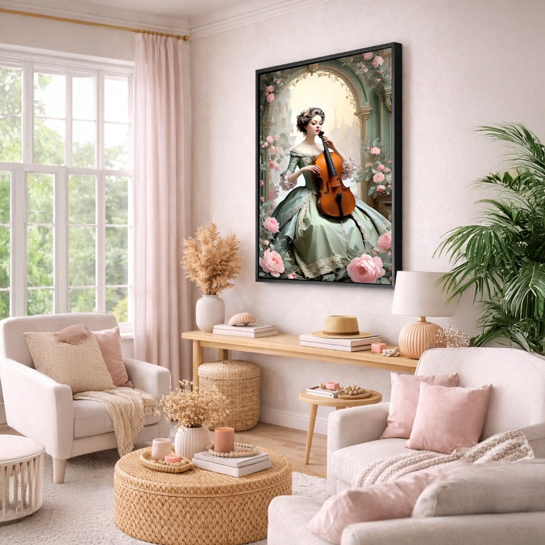 Quadro Canvas Menina Violinista Clássico Romântico