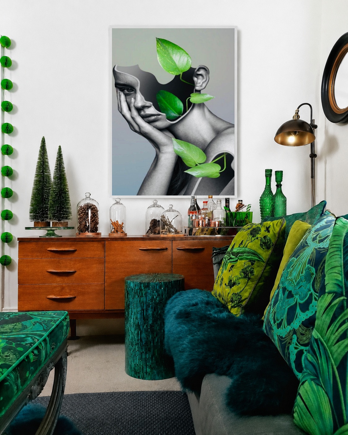Quadro Canvas Metamorfose Mulher Folhas Planta