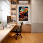 Quadro Canvas Mulher Afro Sorriso Colorido