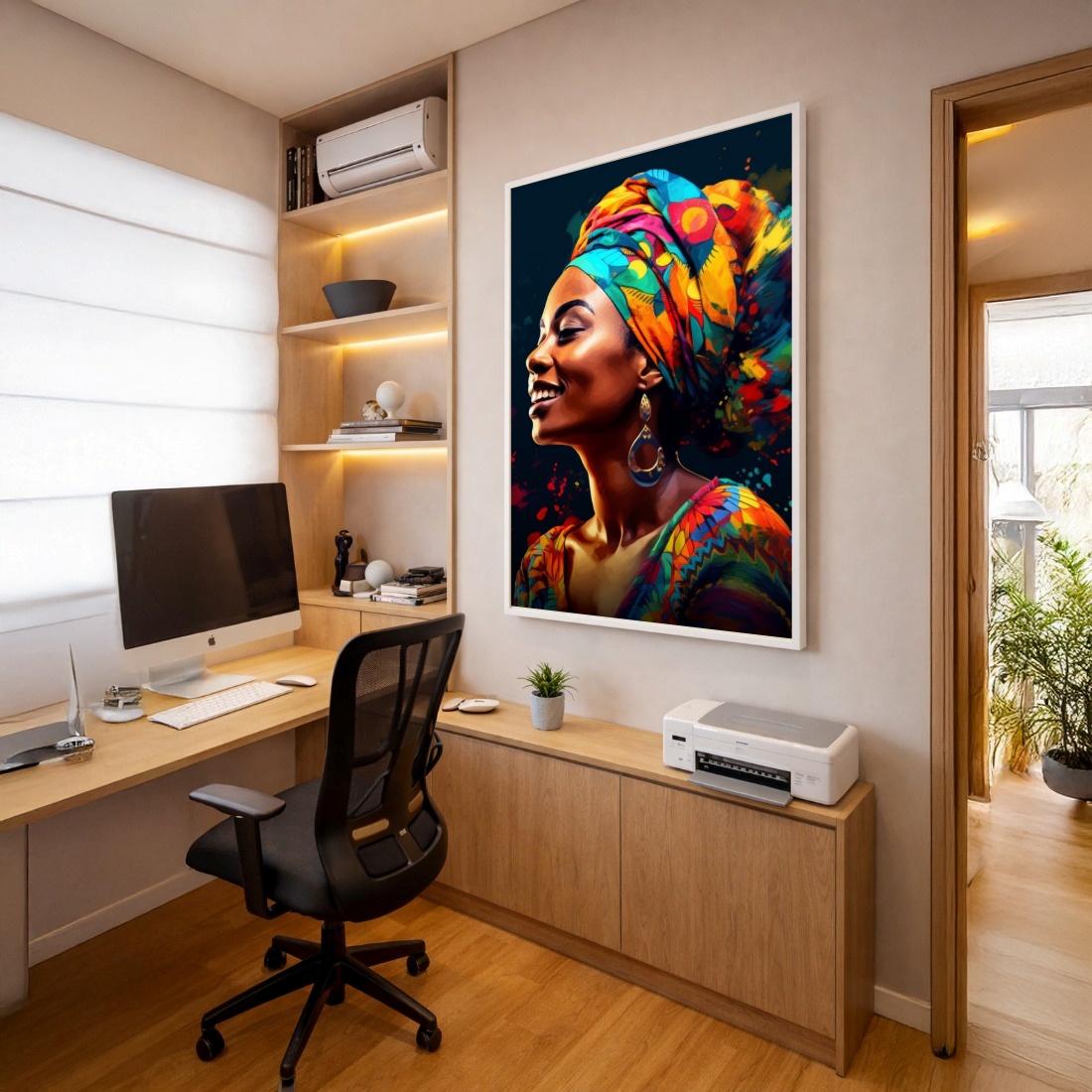 Quadro Canvas Mulher Afro Sorriso Colorido