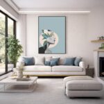 Quadro Canvas Mulher Azul Flores Surreal