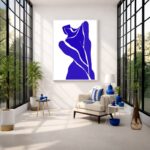 Quadro Canvas Mulher Corpo Azul Desenho