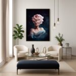 Quadro Canvas Mulher Desabrochando em Rosa Florescendo