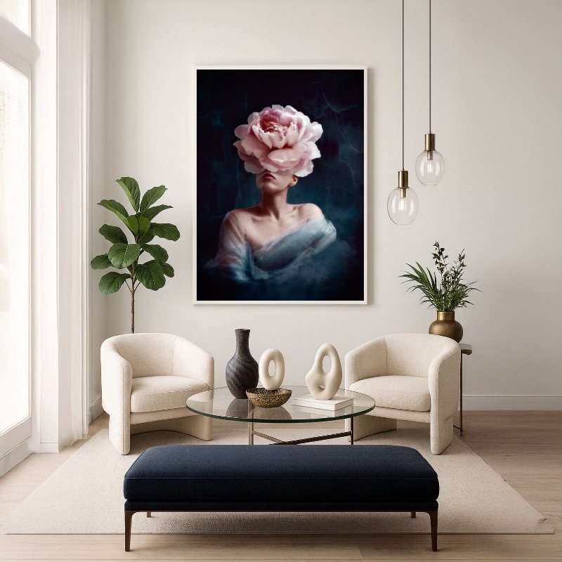 Quadro Canvas Mulher Desabrochando em Rosa Florescendo