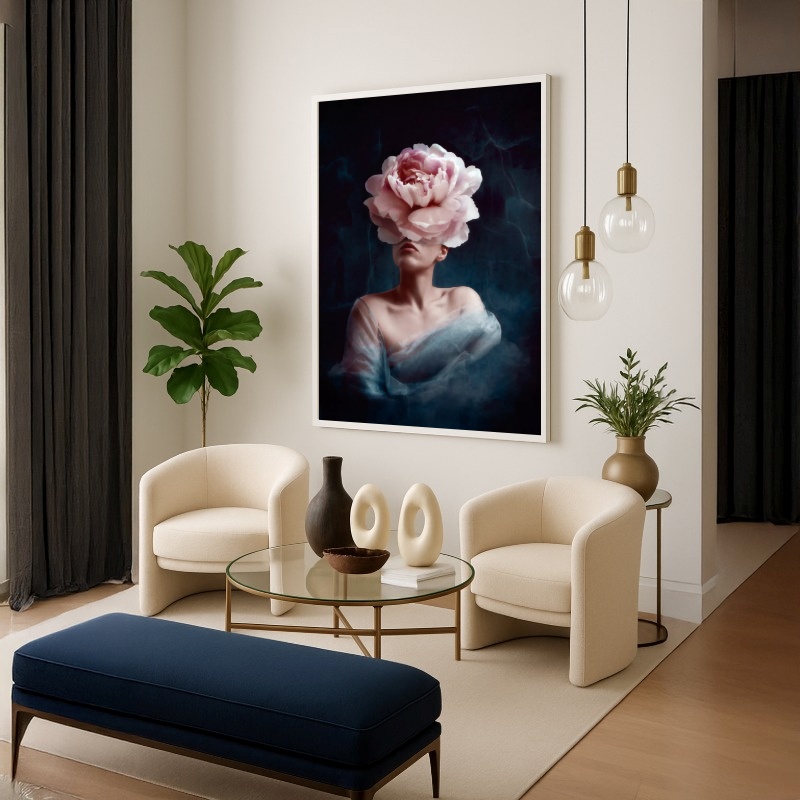 Quadro Canvas Mulher Desabrochando em Rosa Florescendo