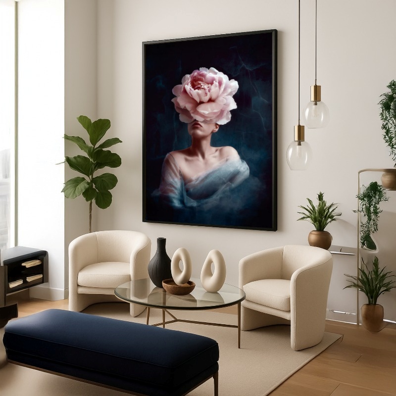 Quadro Canvas Mulher Desabrochando em Rosa Florescendo