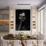 Quadro Canvas Mulher Dourado com Preto