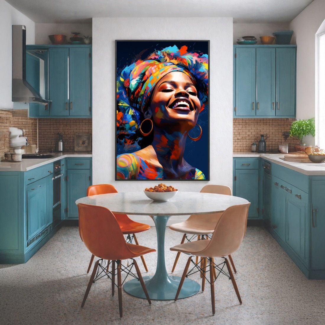 Quadro Canvas Mulher Efeito Pintura Colorida