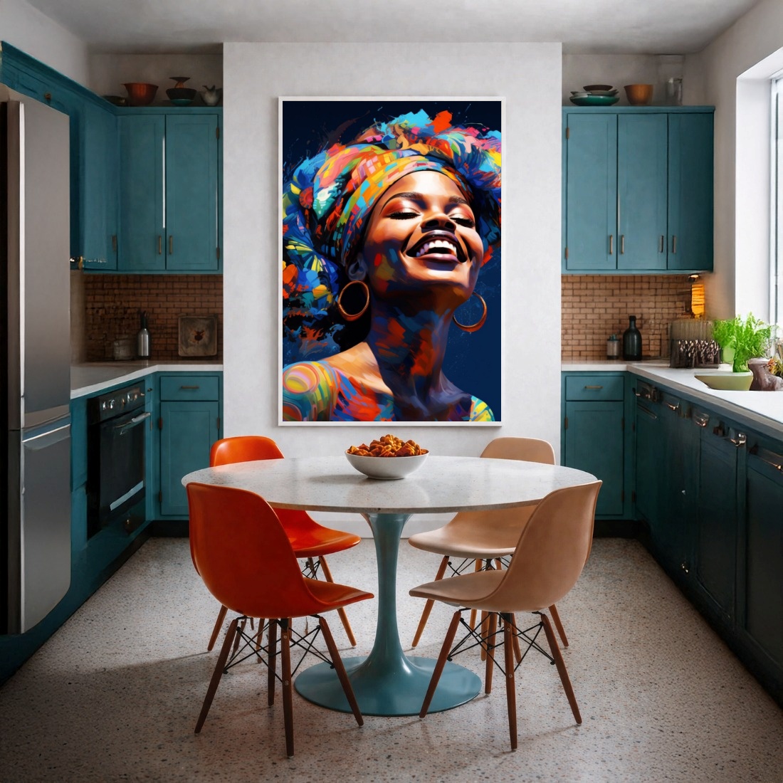 Quadro Canvas Mulher Efeito Pintura Colorida