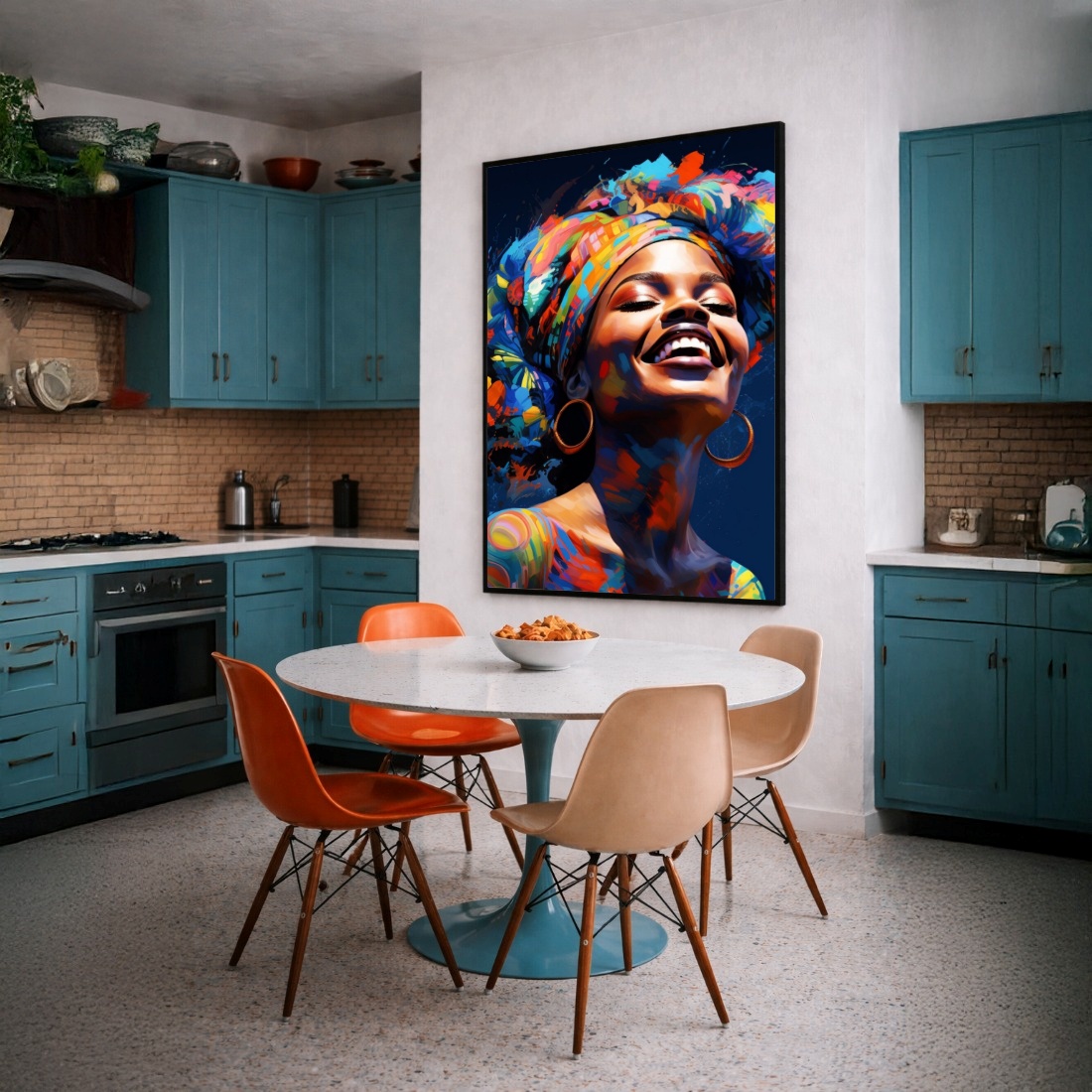 Quadro Canvas Mulher Efeito Pintura Colorida