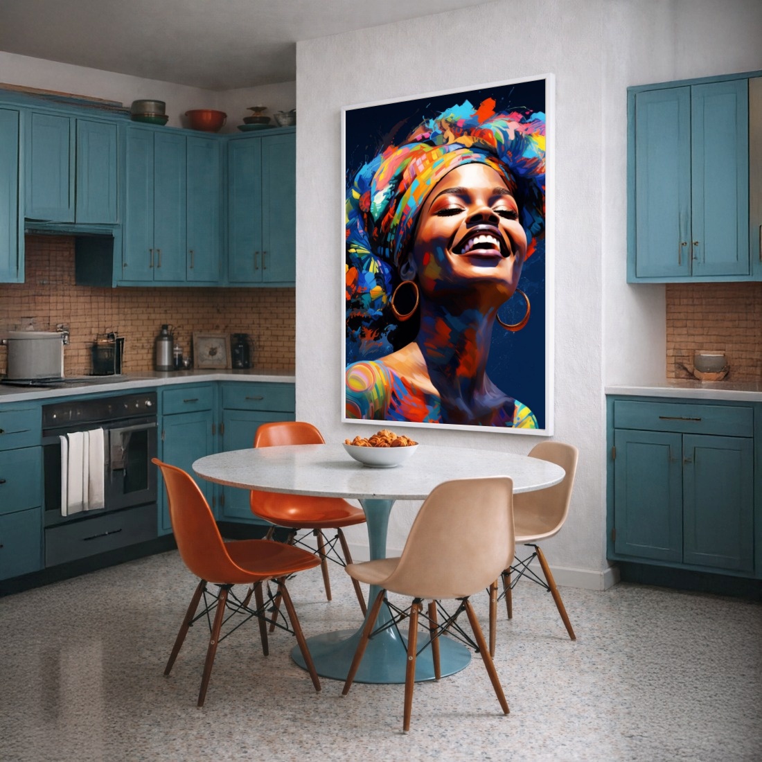 Quadro Canvas Mulher Efeito Pintura Colorida