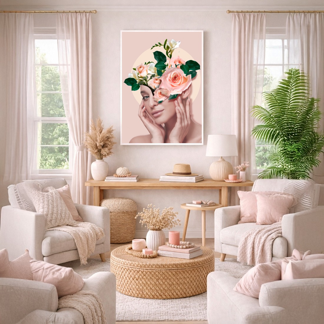 Quadro Canvas Mulher Florescendo em Rosas