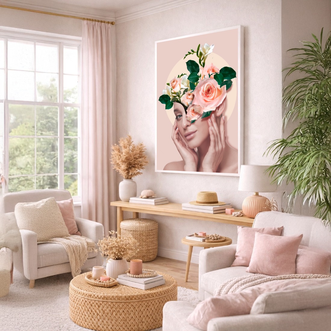 Quadro Canvas Mulher Florescendo em Rosas
