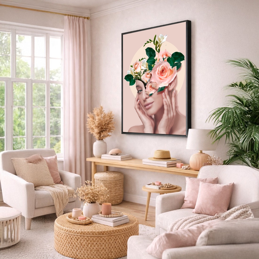 Quadro Canvas Mulher Florescendo em Rosas