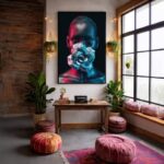 Quadro Canvas Mulher Furta-Cor Rosa Brilhante