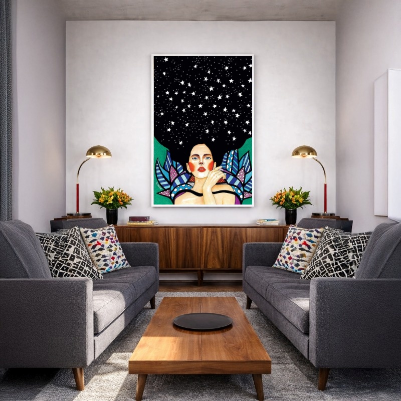 Quadro Canvas Mulher Geométrico Formas Brilhante