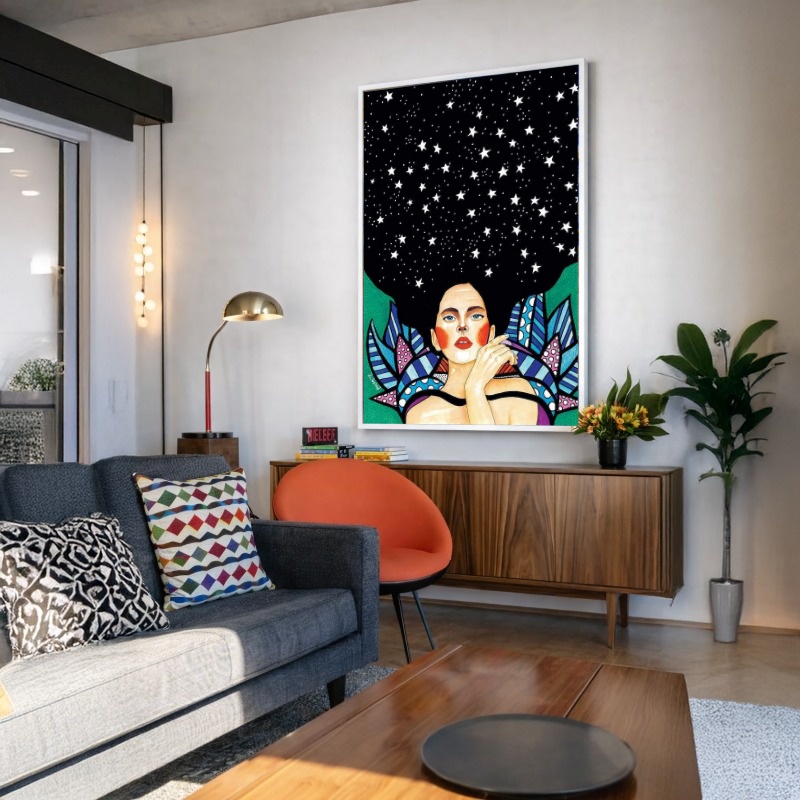 Quadro Canvas Mulher Geométrico Formas Brilhante