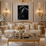 Quadro Canvas Mulher Glamour Dourado e Preto
