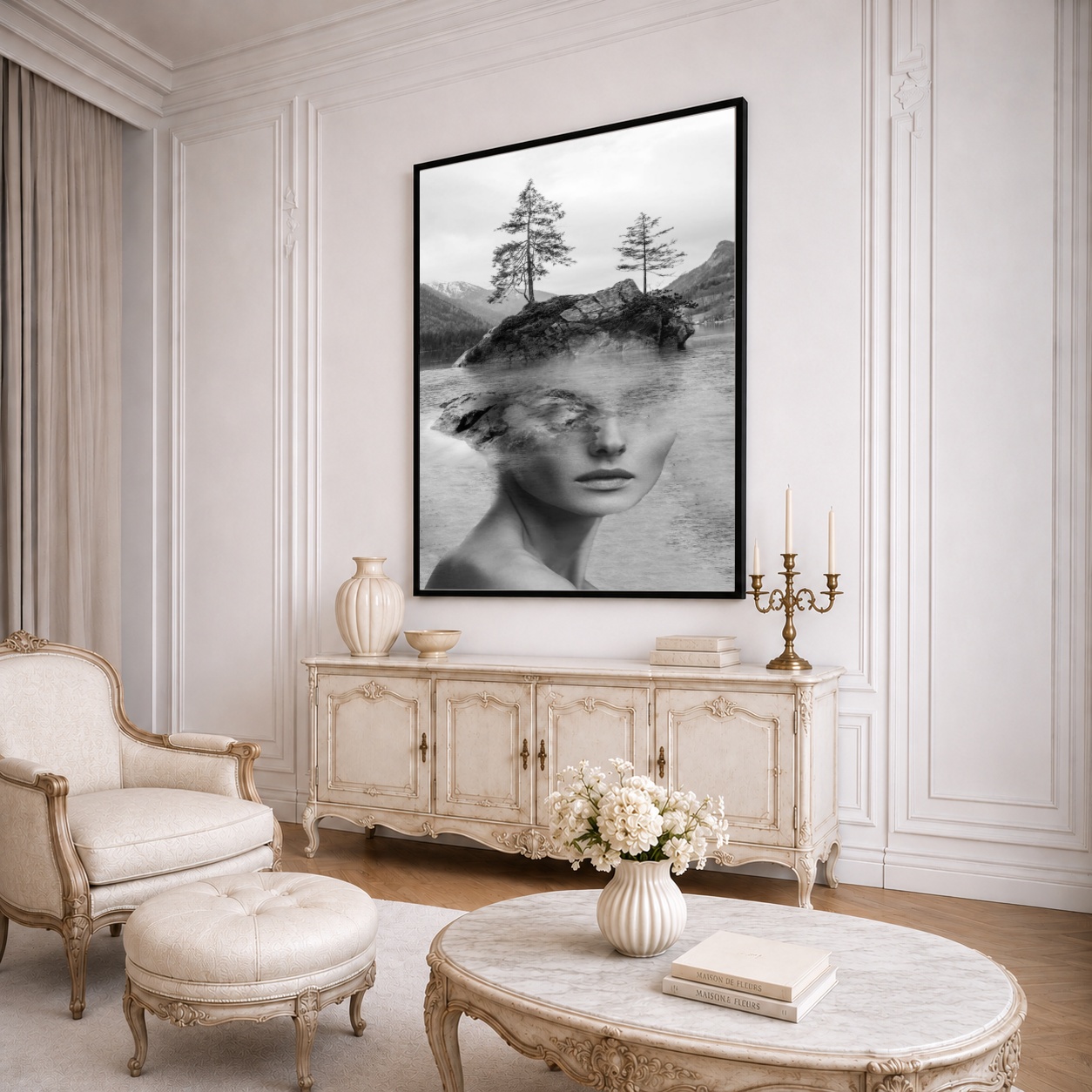 Quadro Canvas Mulher Metamorfose Natureza Lago