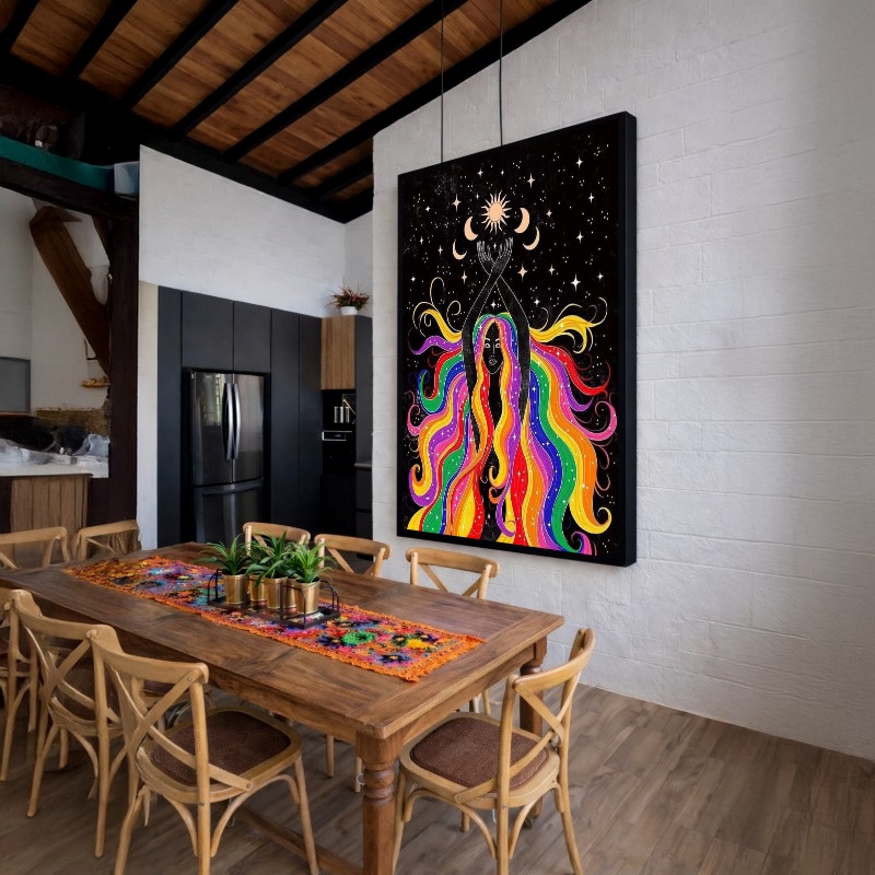 Quadro Canvas Mulher Místico Ilustração Colorido