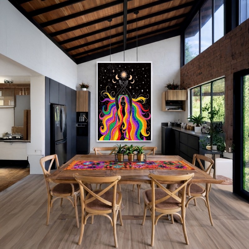 Quadro Canvas Mulher Místico Ilustração Colorido