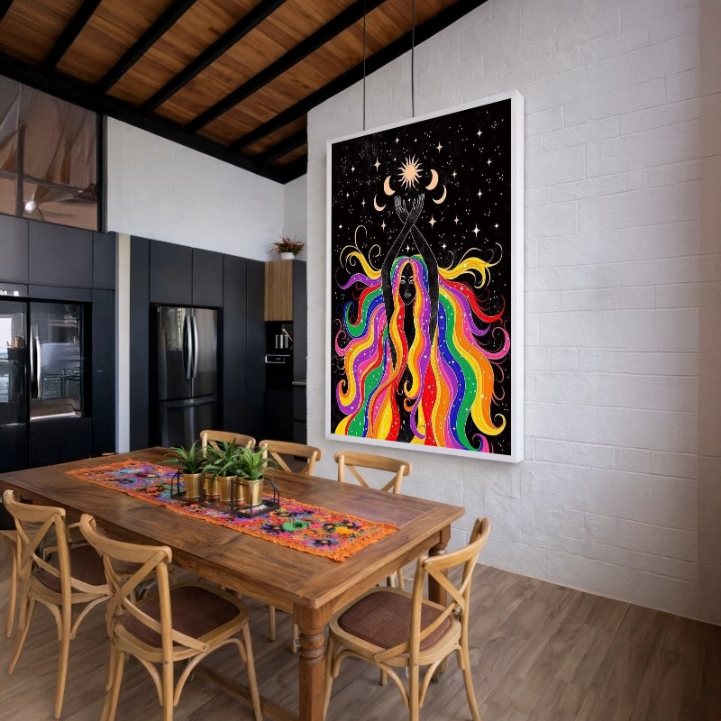 Quadro Canvas Mulher Místico Ilustração Colorido