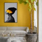 Quadro Canvas Mulher Pincelada Rabisco Tinta Amarela