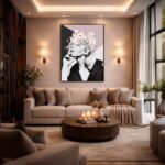 Quadro Canvas Mulher Pose Rosto com Flores