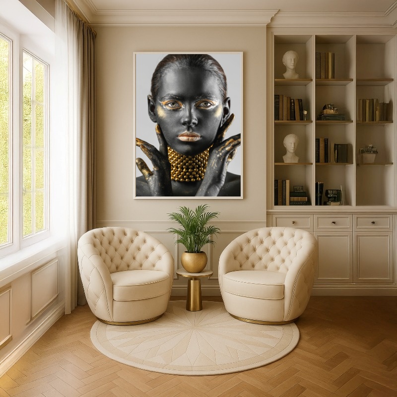 Quadro Canvas Mulher Riqueza Dourada