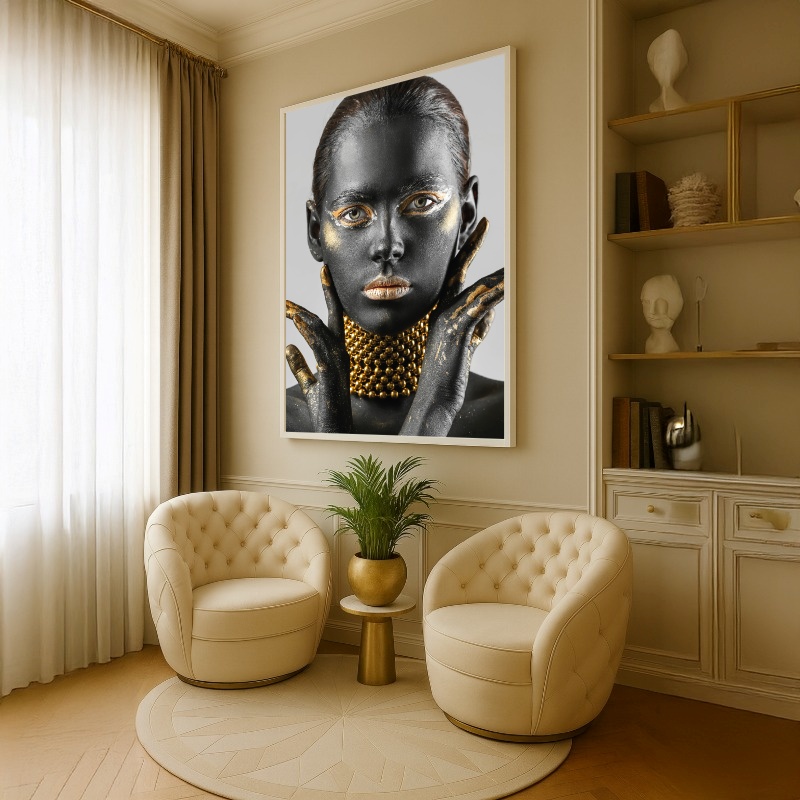 Quadro Canvas Mulher Riqueza Dourada