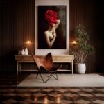 Quadro Canvas Mulher Rosa Vermelha