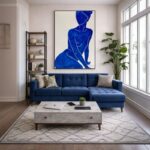 Quadro Canvas Mulher Silhueta Feminino Azul