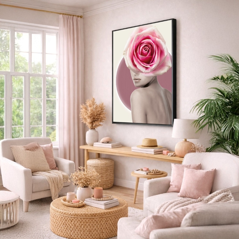 Quadro Canvas Mulher Tranformação em Rosa