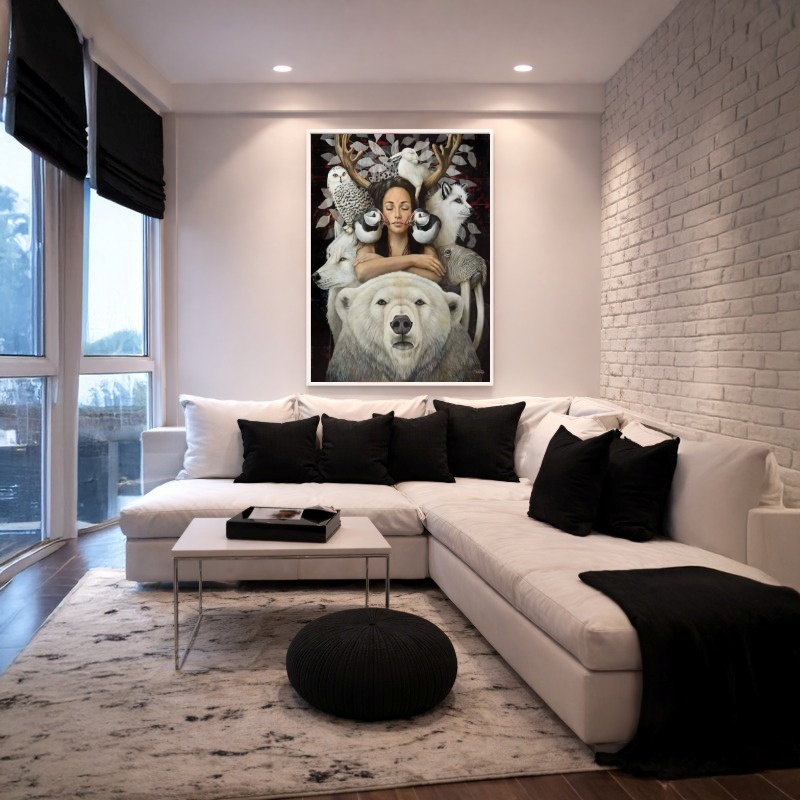 Quadro Canvas Mulher União Animais Místico