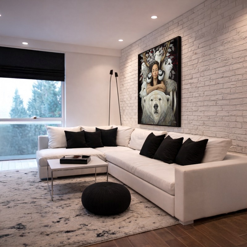Quadro Canvas Mulher União Animais Místico