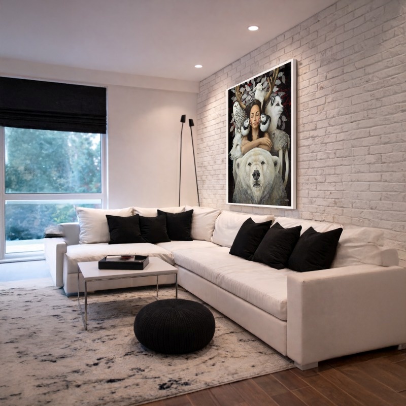 Quadro Canvas Mulher União Animais Místico