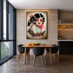 Quadro Canvas Mulher e o Corvo Desenho Pin Up