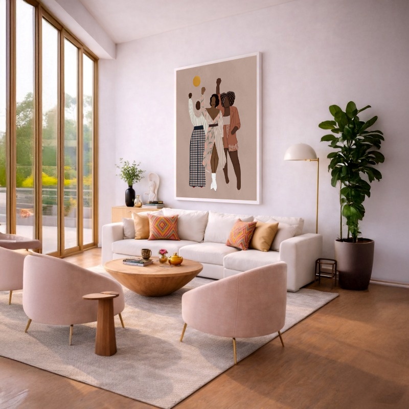 Quadro Canvas Mulheres Pretas Unidas Força