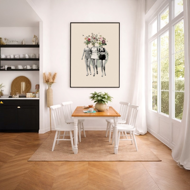 Quadro Canvas Mulheres Unidas Vintage Floridas
